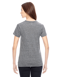 Sample of Alternative 01978E1 Ladies' Ideal Eco Jersey Triblend Pocket T-Shirt in ECO GREY from side back