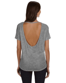 Sample of Alternative 0262382 Ladies' Pony Mélange Burnout T-Shirt with Back Strap in ASH HEATHER from side back