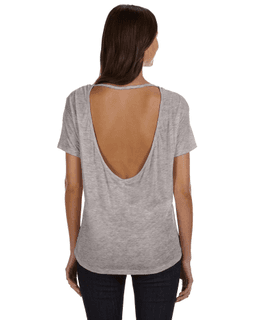 Sample of Alternative 0262382 Ladies' Pony Mélange Burnout T-Shirt with Back Strap in DIRTY HEATHER from side back