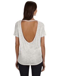 Sample of Alternative 0262382 Ladies' Pony Mélange Burnout T-Shirt with Back Strap in OATMEAL HEATHER from side back