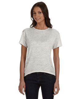 Sample of Alternative 0262382 Ladies' Pony Mélange Burnout T-Shirt with Back Strap in OATMEAL HEATHER from side front