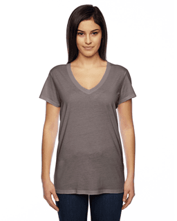 Sample of Alternative 02840MR Ladies' Everyday Cotton Modal V-Neck in NICKEL from side front