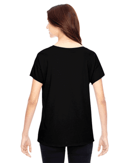 Sample of Alternative 04134C1 Ladies' Rocker Garment-Dyed T-Shirt in BLACK from side back