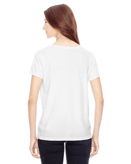 Sample of Alternative 04134C1 Ladies' Rocker Garment-Dyed T-Shirt in WHITE from side back