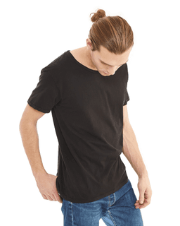 Sample of Alternative 04162C1 Men's Heritage Garment-Dyed T-Shirt in BLACK from side sleeveleft