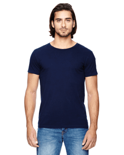 Sample of Alternative 04162C1 Men's Heritage Garment-Dyed T-Shirt in MIDNIGHT from side front