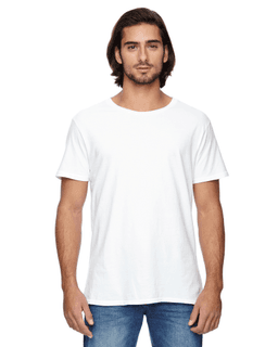 Sample of Alternative 04162C1 Men's Heritage Garment-Dyed T-Shirt in WHITE from side front