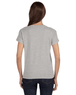 Sample of Alternative 04521C1 Ladies' Roadtrip T-Shirt in HEATHER GREY from side back