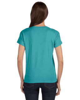 Sample of Alternative 04521C1 Ladies' Roadtrip T-Shirt in TURQUOISE from side back