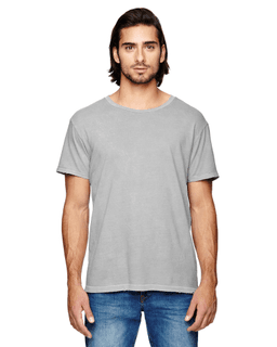 Sample of Alternative 04850C1 Men's Heritage Garment-Dyed Distressed T-Shirt in GREY PIGMENT from side front