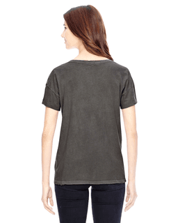 Sample of Alternative 04861C1 Ladies' Rocker Garment-Dyed Distressed T-Shirt in SMOKE from side back