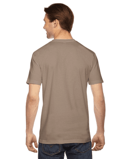 Sample of American Apparel 2001 Unisex Fine Jersey USA Made T-Shirt in ARMY from side back