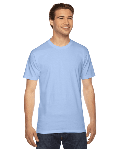 Sample of American Apparel 2001 Unisex Fine Jersey USA Made T-Shirt in BABY BLUE style