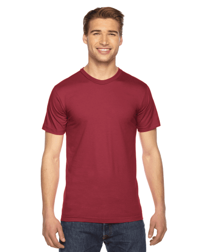 Sample of American Apparel 2001 Unisex Fine Jersey USA Made T-Shirt in CRANBERRY style