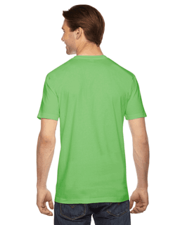 Sample of American Apparel 2001 Unisex Fine Jersey USA Made T-Shirt in GRASS from side back