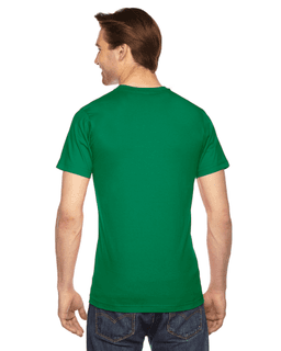 Sample of American Apparel 2001 Unisex Fine Jersey USA Made T-Shirt in KELLY GREEN from side back