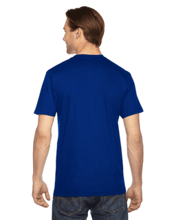 Sample of American Apparel 2001 Unisex Fine Jersey USA Made T-Shirt in LAPIS from side back