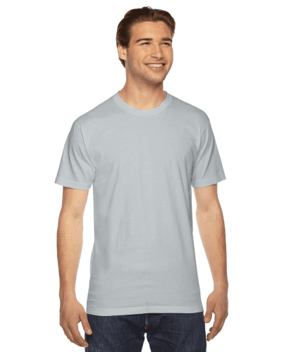 Sample of American Apparel 2001 Unisex Fine Jersey USA Made T-Shirt in NEW SILVER style