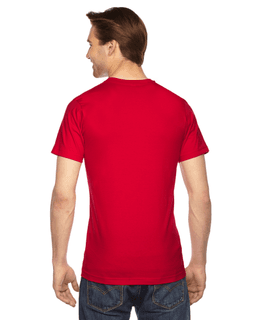 Sample of American Apparel 2001 Unisex Fine Jersey USA Made T-Shirt in RED from side back