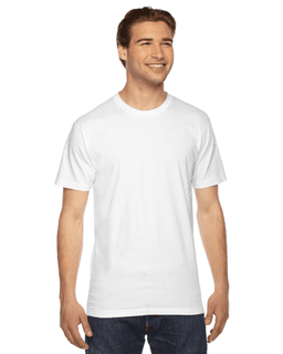 Sample of American Apparel 2001 Unisex Fine Jersey USA Made T-Shirt in WHITE from side front