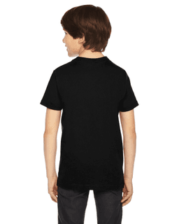 Sample of American Apparel 2201 Youth Fine Jersey USA Made Short-Sleeve T-Shirt in BLACK from side back