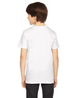 Sample of American Apparel 2201 Youth Fine Jersey USA Made Short-Sleeve T-Shirt in WHITE from side back