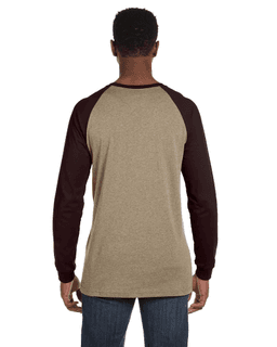 Sample of Canvas 3000C - Men's Jersey Long-Sleeve Baseball T-Shirt in TAN BROWN from side back