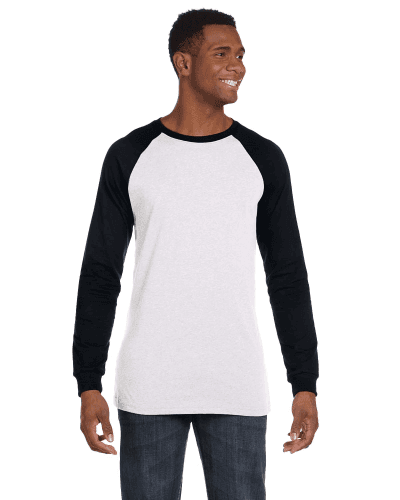 Sample of Canvas 3000C - Men's Jersey Long-Sleeve Baseball T-Shirt in WHITE BLACK style