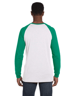 Sample of Canvas 3000C - Men's Jersey Long-Sleeve Baseball T-Shirt in WHITE KELLY from side back