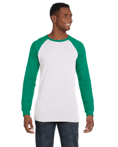 Sample of Canvas 3000C - Men's Jersey Long-Sleeve Baseball T-Shirt in WHITE KELLY style