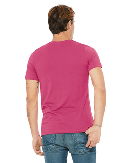 Sample of Canvas 3001 - Unisex Jersey Short-Sleeve T-Shirt in BERRY from side back