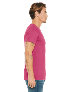 Sample of Canvas 3001 - Unisex Jersey Short-Sleeve T-Shirt in BERRY from side sleeveleft