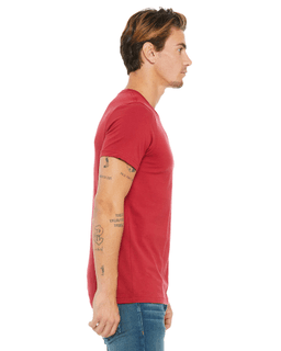 Sample of Canvas 3001 - Unisex Jersey Short-Sleeve T-Shirt in CANVAS RED from side sleeveleft