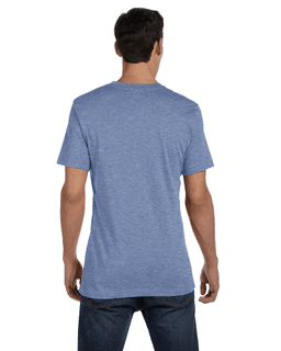 Sample of Canvas 3001 - Unisex Jersey Short-Sleeve T-Shirt in HEATHER BLUE from side back