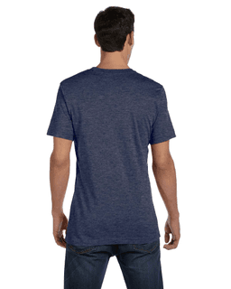 Sample of Canvas 3001 - Unisex Jersey Short-Sleeve T-Shirt in HEATHER NAVY from side back