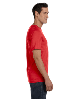 Sample of Canvas 3001 - Unisex Jersey Short-Sleeve T-Shirt in HEATHER RED from side sleeveleft