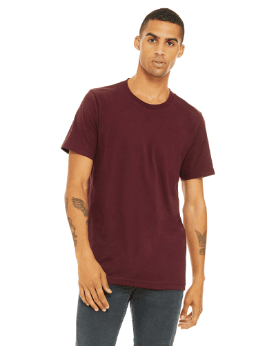 Sample of Canvas 3001 - Unisex Jersey Short-Sleeve T-Shirt in MAROON style