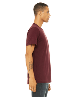 Sample of Canvas 3001 - Unisex Jersey Short-Sleeve T-Shirt in MAROON from side sleeveleft