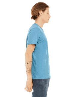 Sample of Canvas 3001 - Unisex Jersey Short-Sleeve T-Shirt in OCEAN BLUE from side sleeveleft