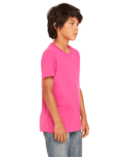 Sample of Canvas 3001Y - Youth Jersey Short-Sleeve T-Shirt in BERRY from side sleeveleft