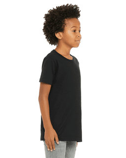 Sample of Canvas 3001Y - Youth Jersey Short-Sleeve T-Shirt in BLACK from side sleeveleft