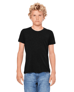 Sample of Canvas 3001Y - Youth Jersey Short-Sleeve T-Shirt in BLACK HEATHER from side front