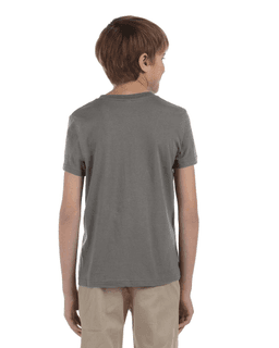 Sample of Canvas 3001Y - Youth Jersey Short-Sleeve T-Shirt in GREY TRIBLEND from side back