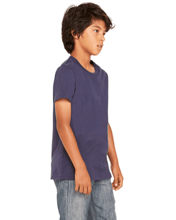 Sample of Canvas 3001Y - Youth Jersey Short-Sleeve T-Shirt in NAVY from side sleeveleft