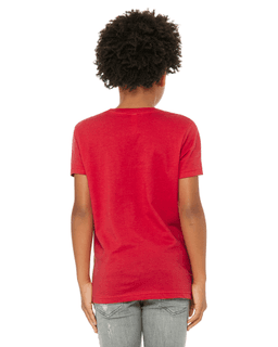 Sample of Canvas 3001Y - Youth Jersey Short-Sleeve T-Shirt in RED from side back