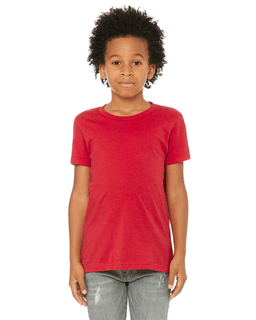 Sample of Canvas 3001Y - Youth Jersey Short-Sleeve T-Shirt in RED from side front