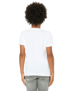 Sample of Canvas 3001Y - Youth Jersey Short-Sleeve T-Shirt in WHITE from side back