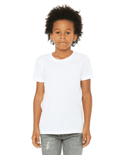 Sample of Canvas 3001Y - Youth Jersey Short-Sleeve T-Shirt in WHITE from side front