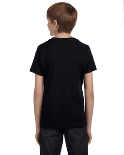 Sample of Canvas 3005Y - Youth Jersey Short-Sleeve V-Neck T-Shirt in BLACK from side back