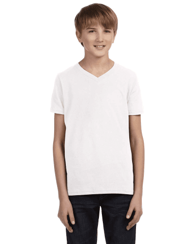 Sample of Canvas 3005Y - Youth Jersey Short-Sleeve V-Neck T-Shirt in WHITE style